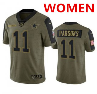 Women's Dallas Cowboys #11 Micah Parsons Olive 2021 Salute To Service Limited Stitched Jersey