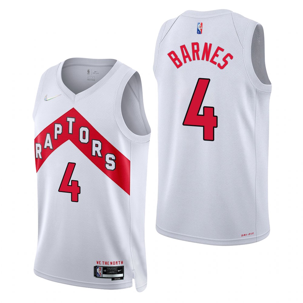 Men's Toronto Raptors #4 Scottie Barnes 2021-22 75th Anniversary Diamond Association Edition White Swingman Jersey