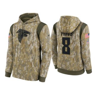 Men's Atlanta Falcons #8 Kyle Pitts Camo 2021 Salute To Service Therma Performance Pullover Hoodie