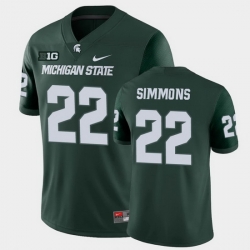 Men Michigan State Spartans #22 Jordon Simmons College Football Green Game Jersey