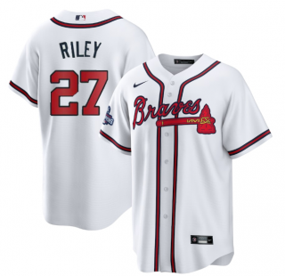 Men's White Atlanta Braves #27 Austin Riley 2021 World Series Champions Cool Base Stitched Jersey