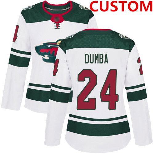 Custom Minnesota Wild White Road Authentic Women's Stitched Hockey Jersey