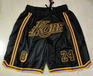 Men's Los Angeles Lakers #8 #24 Kobe Bryant Black Just Don Swingman Throwback Shorts