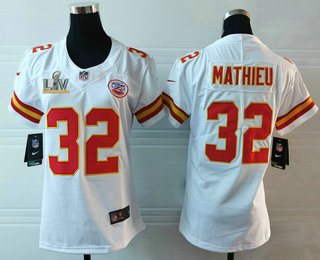 Women's Kansas City Chiefs #32 Tyrann Mathieu White 2021 Super Bowl LV Vapor Untouchable Stitched Nike Limited NFL Jersey