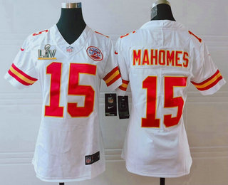 Women's Kansas City Chiefs #15 Patrick Mahomes White 2021 Super Bowl LV Vapor Untouchable Stitched Nike Limited NFL Jersey