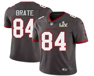 Men's Tampa Bay Buccaneers #84 Cameron Brate Grey 2021 Super Bowl LV Limited Stitched NFL Jersey