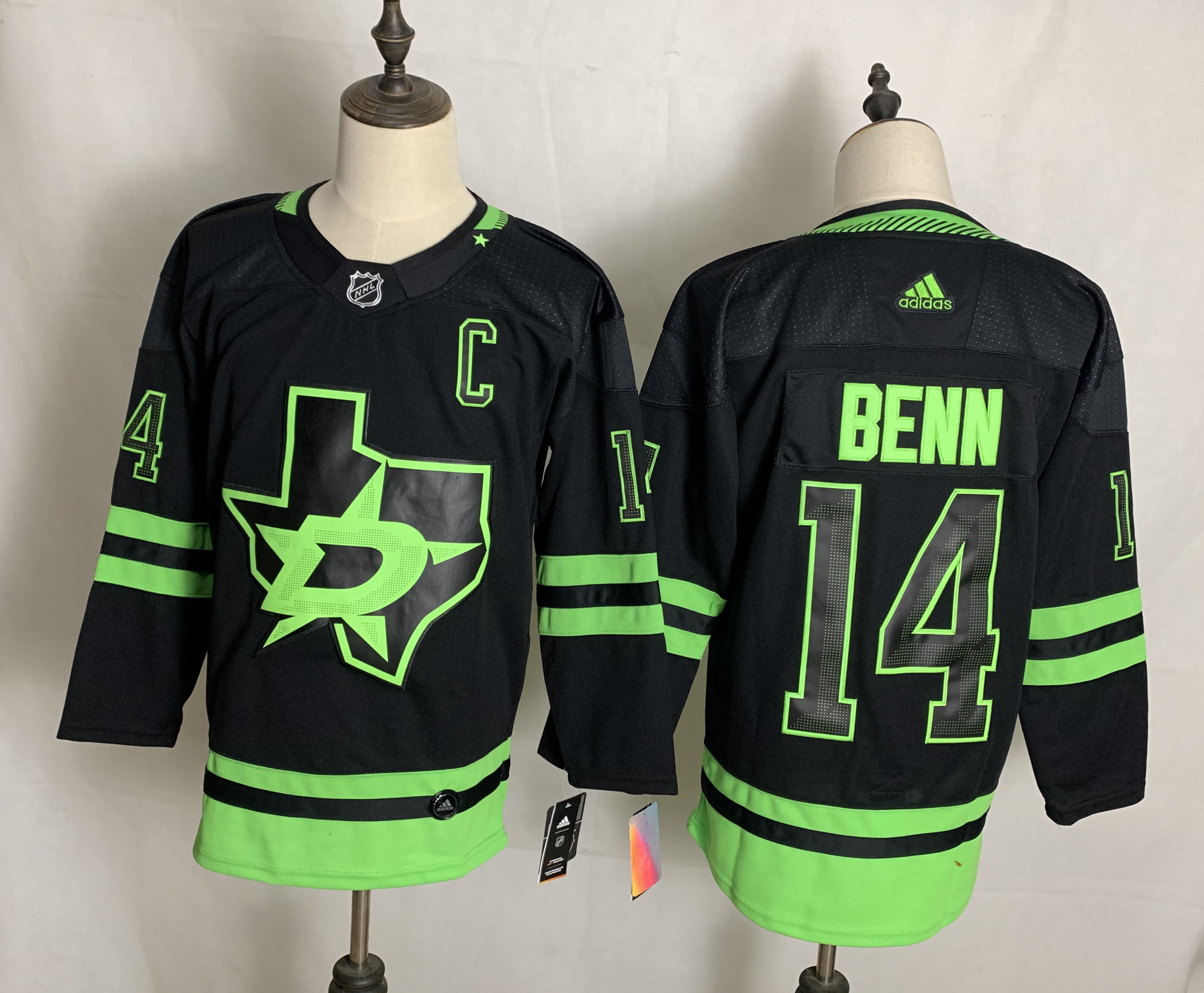 Men's Dallas Stars #14 Jamie Benn Black Adidas 2020-21 Alternate Authentic Player NHL Jersey