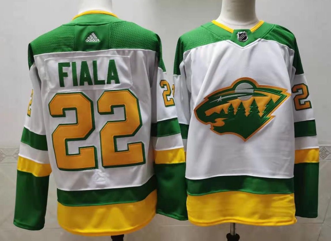 Men's Minnesota Wild #22 Kevin Fiala 2021 White Retro Stitched NHL Jersey