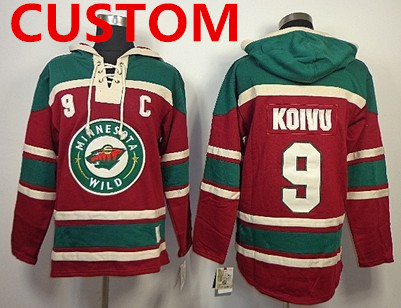 Custom Old Time Hockey Minnesota Wild Red Hoodie