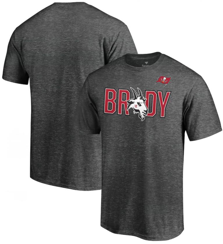 Men's Tampa Bay Buccaneers Tom Brady Fanatics Branded Heather Charcoal GOAT T-Shirt