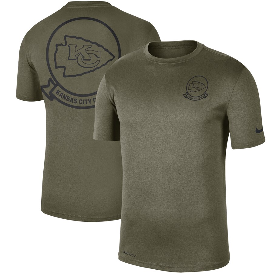 Men's Kansas City Chiefs Nike Olive 2019 Salute to Service Sideline Seal Legend Performance T-Shirt