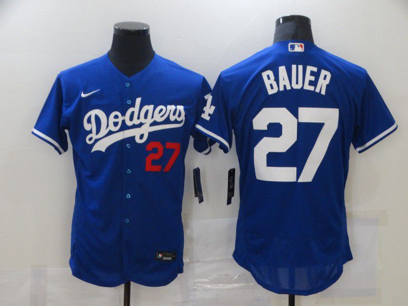 Men's Los Angeles Dodgers #27 Trevor Bauer Blue Stitched MLB Flex Base Nike Jersey