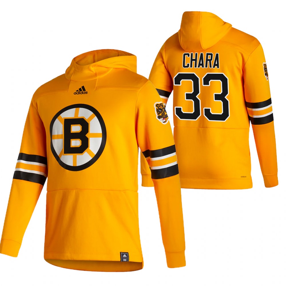 Boston Bruins #33 Zdeno Chara Adidas Reverse Retro Pullover Hoodie Gold