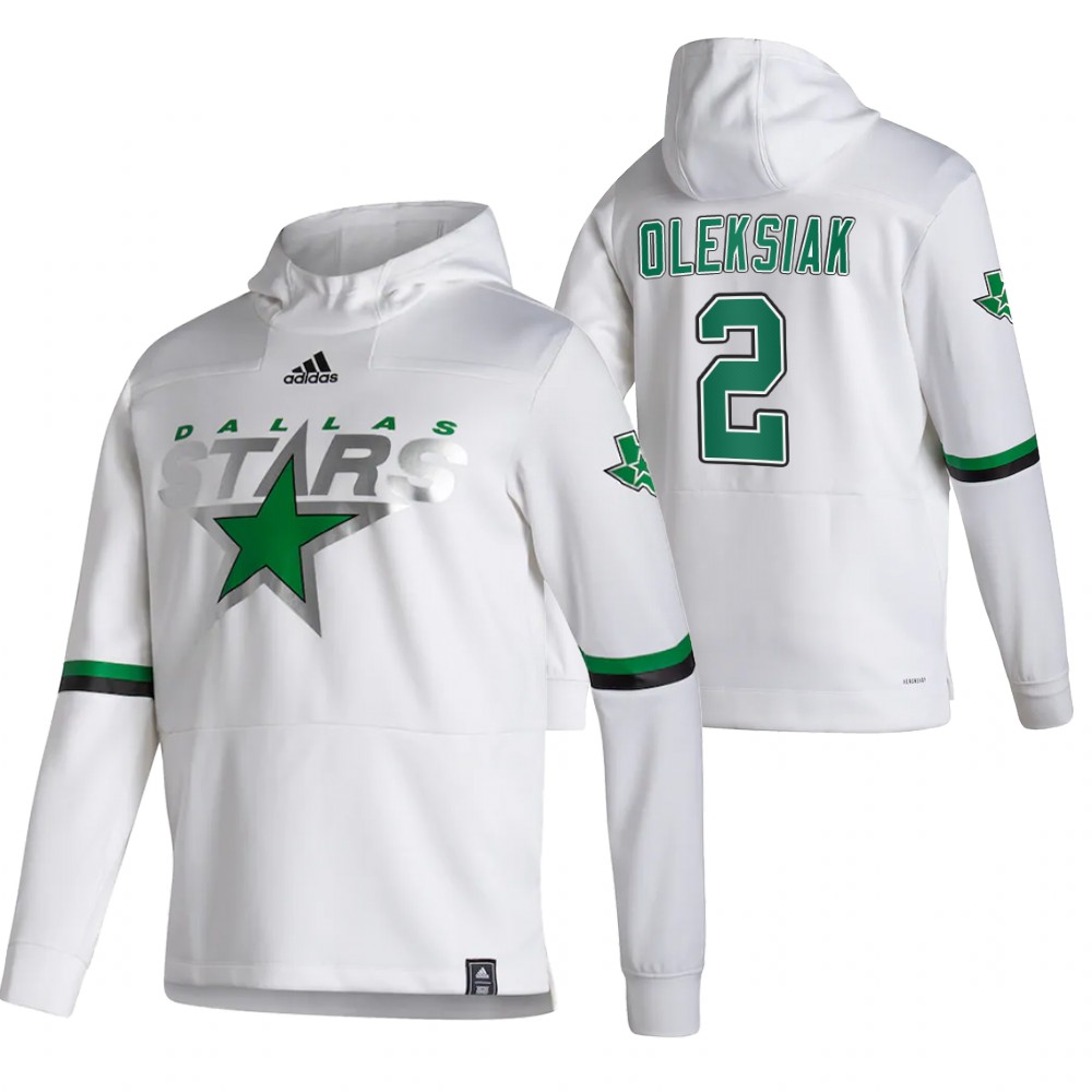 Dallas Stars #2 Jamie Oleksiak Adidas Reverse Retro Pullover Hoodie White