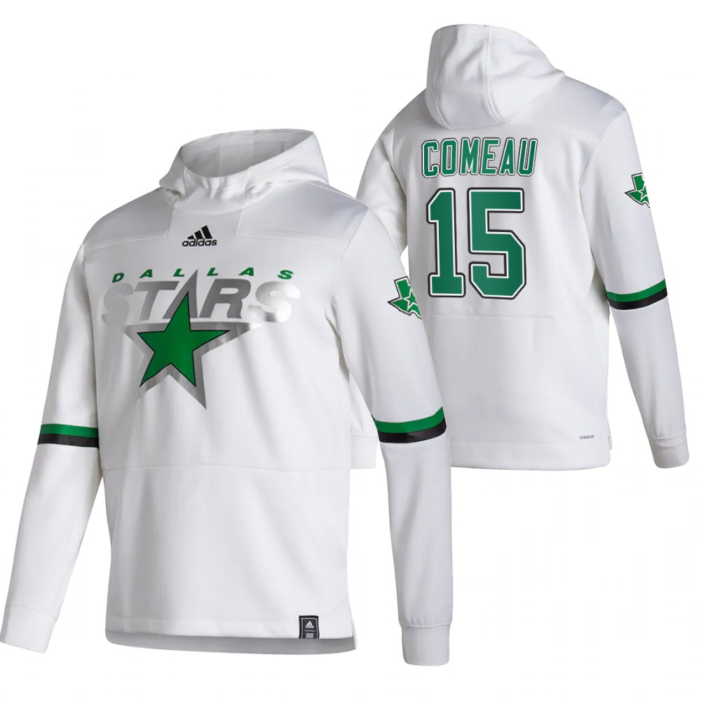 Dallas Stars #15 Blake Comeau Adidas Reverse Retro Pullover Hoodie White