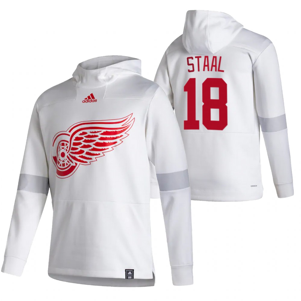 Detroit Red Wings #18 Marc Staal Adidas Reverse Retro Pullover Hoodie White