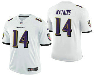 Men's Baltimore Ravens #14 Sammy Watkins White 2021 Vapor Untouchable Stitched NFL Nike Limited Jersey