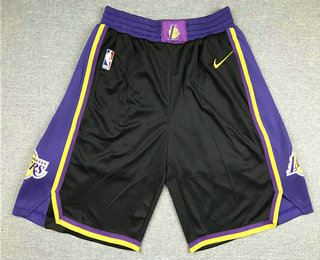 Men's Los Angeles Lakers Black Nike Swingman 2021 Earned Edition Stitched Shorts