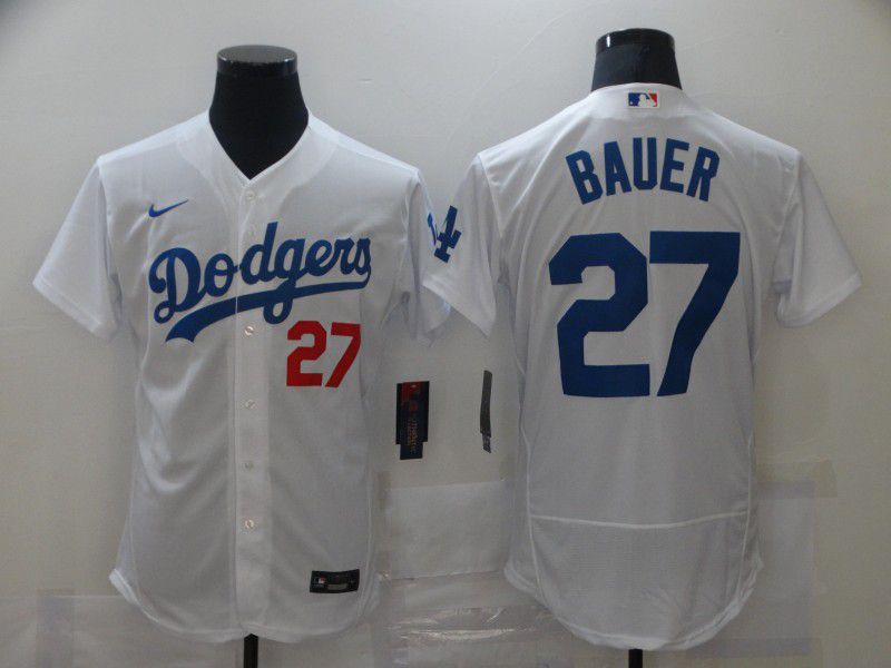 Youth Los Angeles Dodgers #27 Trevor Bauer White Stitched MLB Flex Base Nike Jersey