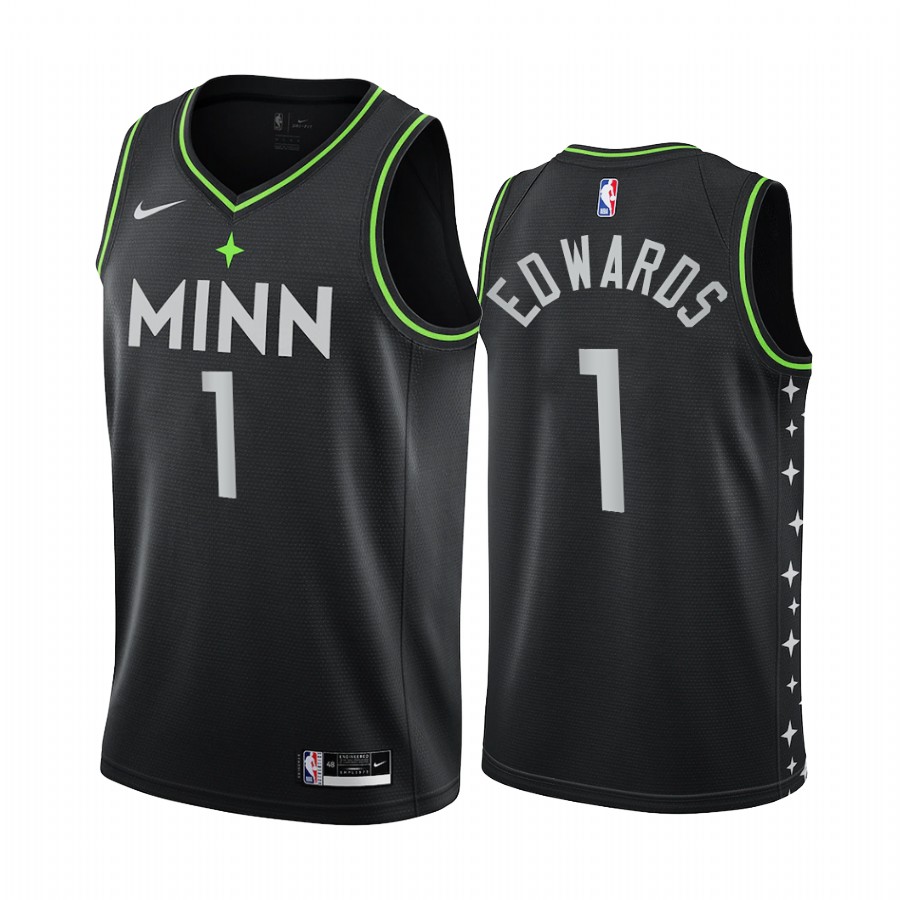 Nike Timberwolves #1 Anthony Edwards Black NBA Swingman 2020-21 City Edition Jersey