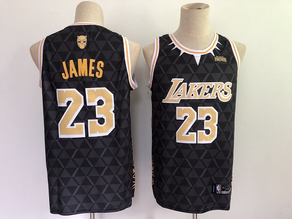 Men's Los Angeles Lakers #23 LeBron James Black Panther Limiter Stitched NBA Jersey