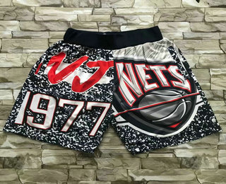 Men's Brooklyn Nets Black Big Face Hardwood Classics Soul Swingman Throwback Shorts