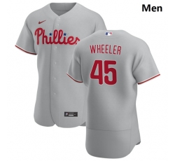 Philadelphia Phillies 45 Zack Wheeler Men Nike Gray Road 2020 Authentic Player MLB Jersey