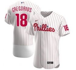 Men Philadelphia Phillies 18 Didi Gregorius Men Nike White Alternate 2020 Flex Base Player MLB Jersey