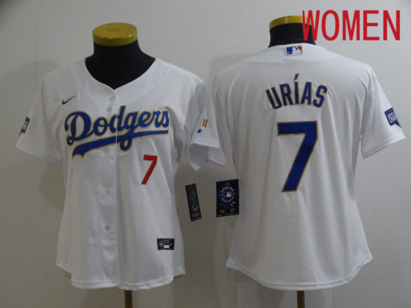 Women Los Angeles Dodgers 7 Urias White Game 2021 Nike MLB Jersey