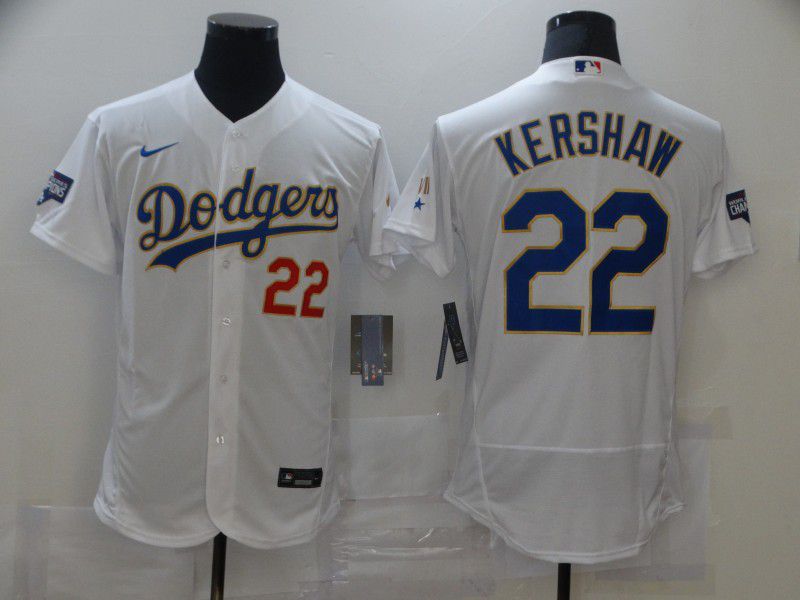 Men Los Angeles Dodgers 22 Kershaw White Elite 2021 Nike MLB Jerseys