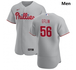 Philadelphia Phillies 56 Zach Eflin Men Nike Gray Road 2020 Authentic Player MLB Jersey