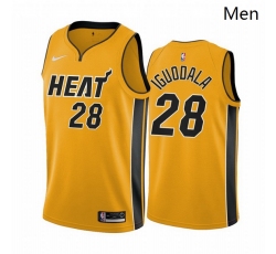 Men Miami Heat 28 Andre Iguodala Yellow NBA Swingman 2020 21 Earned Edition Jersey