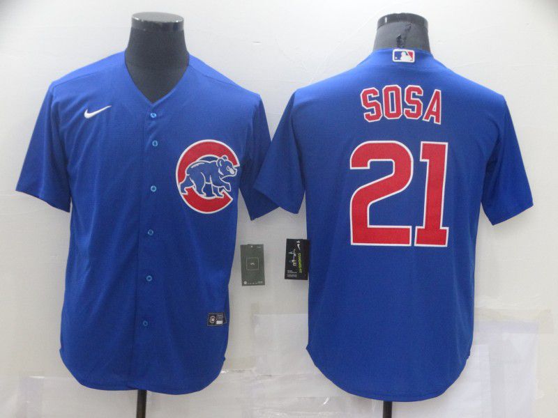 Men Chicago Cubs 21 Sosa Blue Game Nike MLB Jerseys