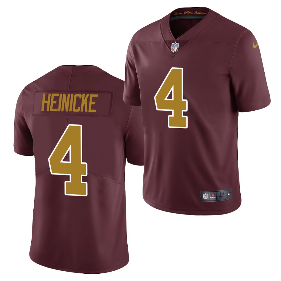 Men 's Washington Football Team #4 Taylor Heinicke Burgundy 2021 Vapor Limited Alternate Jersey