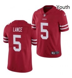 Youth San Francisco 49ers #5 Trey Lance Jersey Scarlet 2021 Limited Football