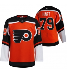 Men's Philadelphia Flyers #79 Carter Hart Orange 2021 Reverse Retro Authentic Jersey