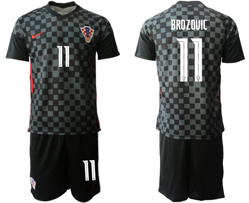 Men 2020-2021 European Cup Croatia away black 11 Nike Soccer Jersey