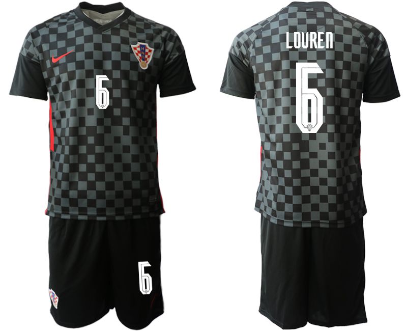 Men 2020-2021 European Cup Croatia away black 6 Nike Soccer Jersey