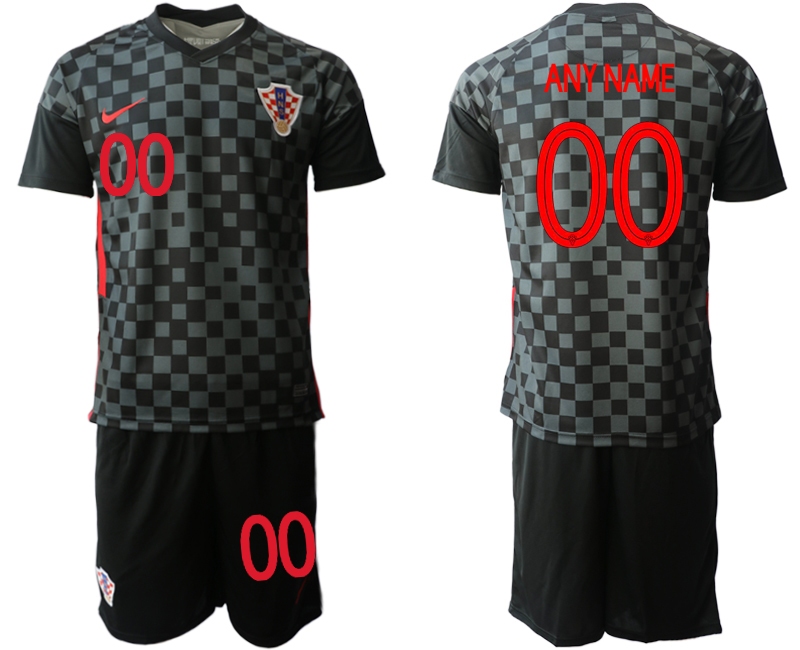 Men 2021 European Cup Croatia black away customized Soccer Jerseys