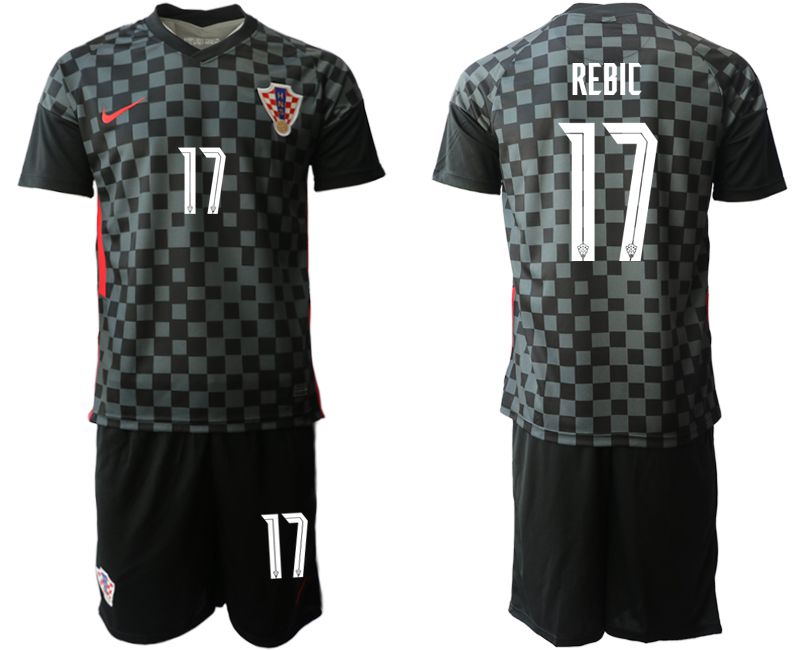 Men 2020-2021 European Cup Croatia away black 17 Nike Soccer Jersey