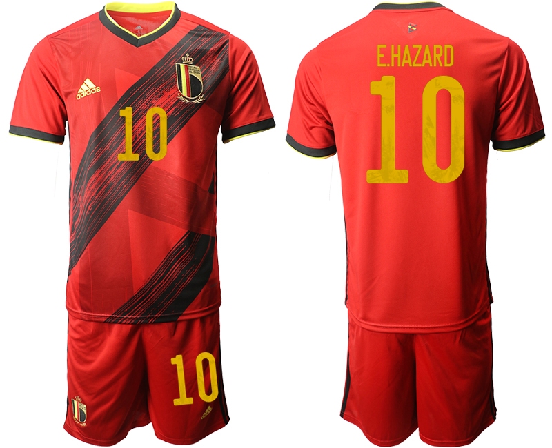 Men 2021 European Cup Belgium home red 10 Soccer Jersey