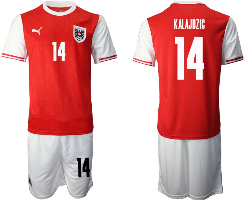 Men 2020-2021 European Cup Austria home red 14 Soccer Jersey