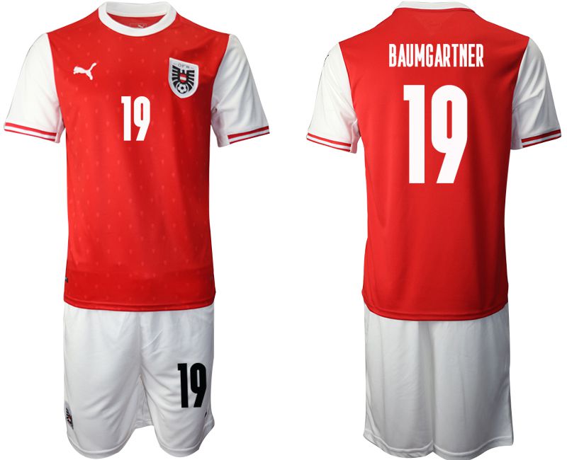 Men 2020-2021 European Cup Austria home red 19 Soccer Jersey