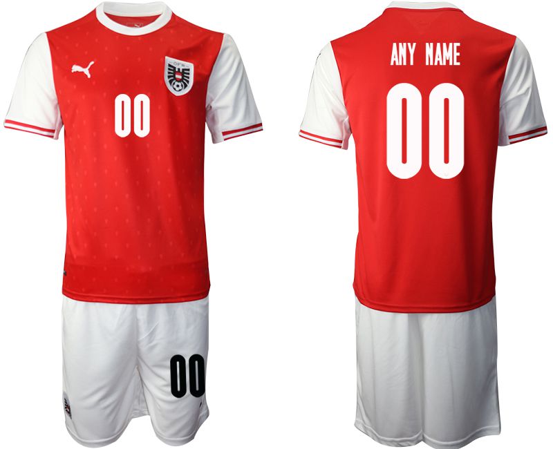 Men 2020-2021 European Cup Austria home red customized Soccer Jersey