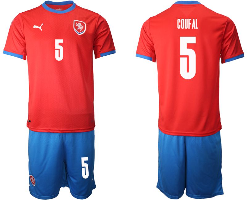 Men 2020-2021 European Cup Czech Republic home red 5 Soccer Jersey