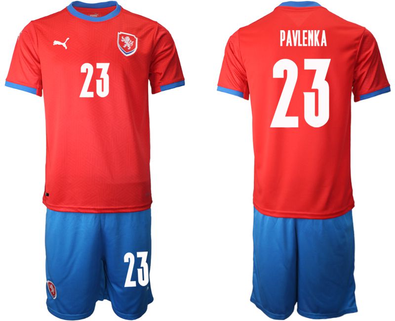 Men 2020-2021 European Cup Czech Republic home red 23 Soccer Jersey