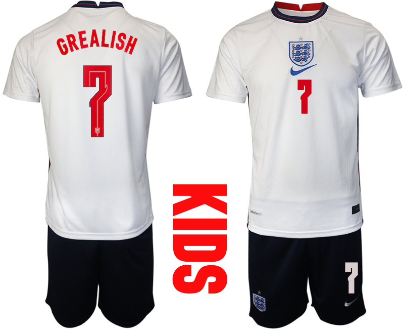 2021 European Cup England home Youth 7 soccer jerseys