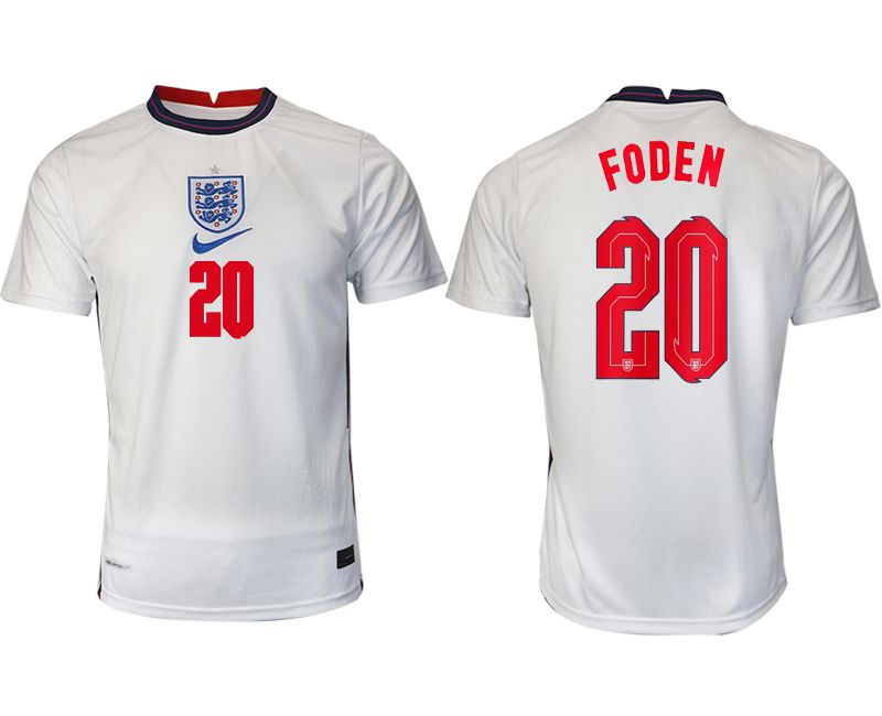 Men 2020-2021 European Cup England home aaa version white 20 Nike Soccer Jersey