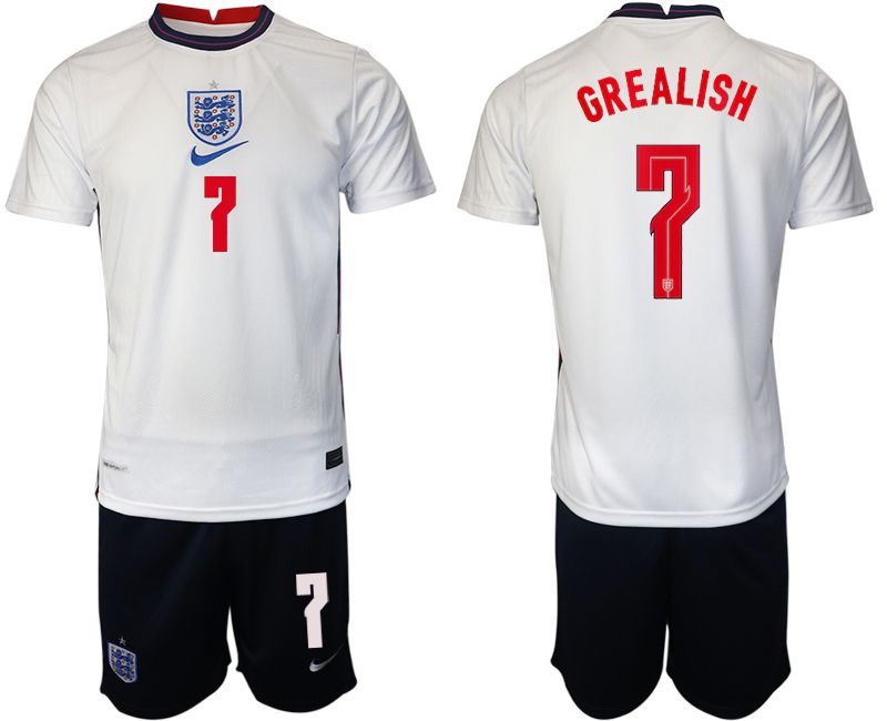 Men 2020-2021 European Cup England home white 7 Nike Soccer Jersey