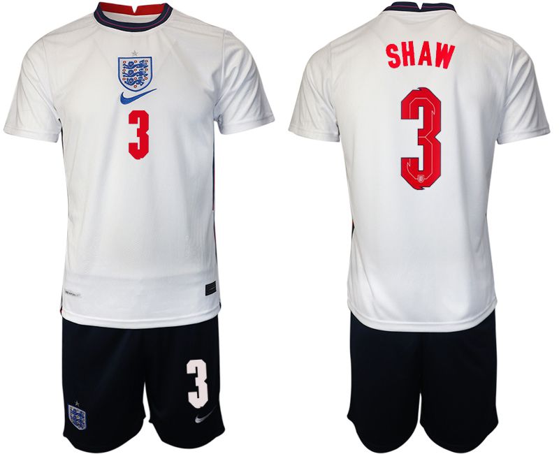 Men 2020-2021 European Cup England home white 3 Nike Soccer Jersey